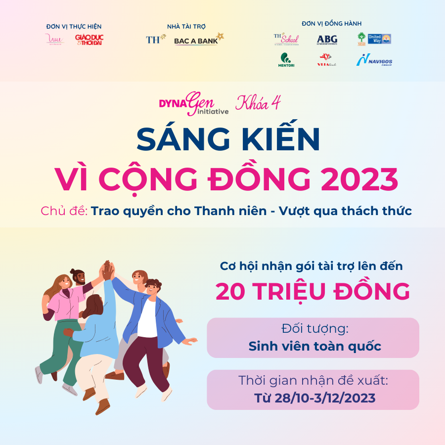 THƯ MỜI NỘP ĐỀ XUẤT SÁNG KIẾN VÌ CỘNG ĐỒNG NĂM 2023 - Chủ đề: Trao quyền cho Thanh niên - Vượt qua thách thức